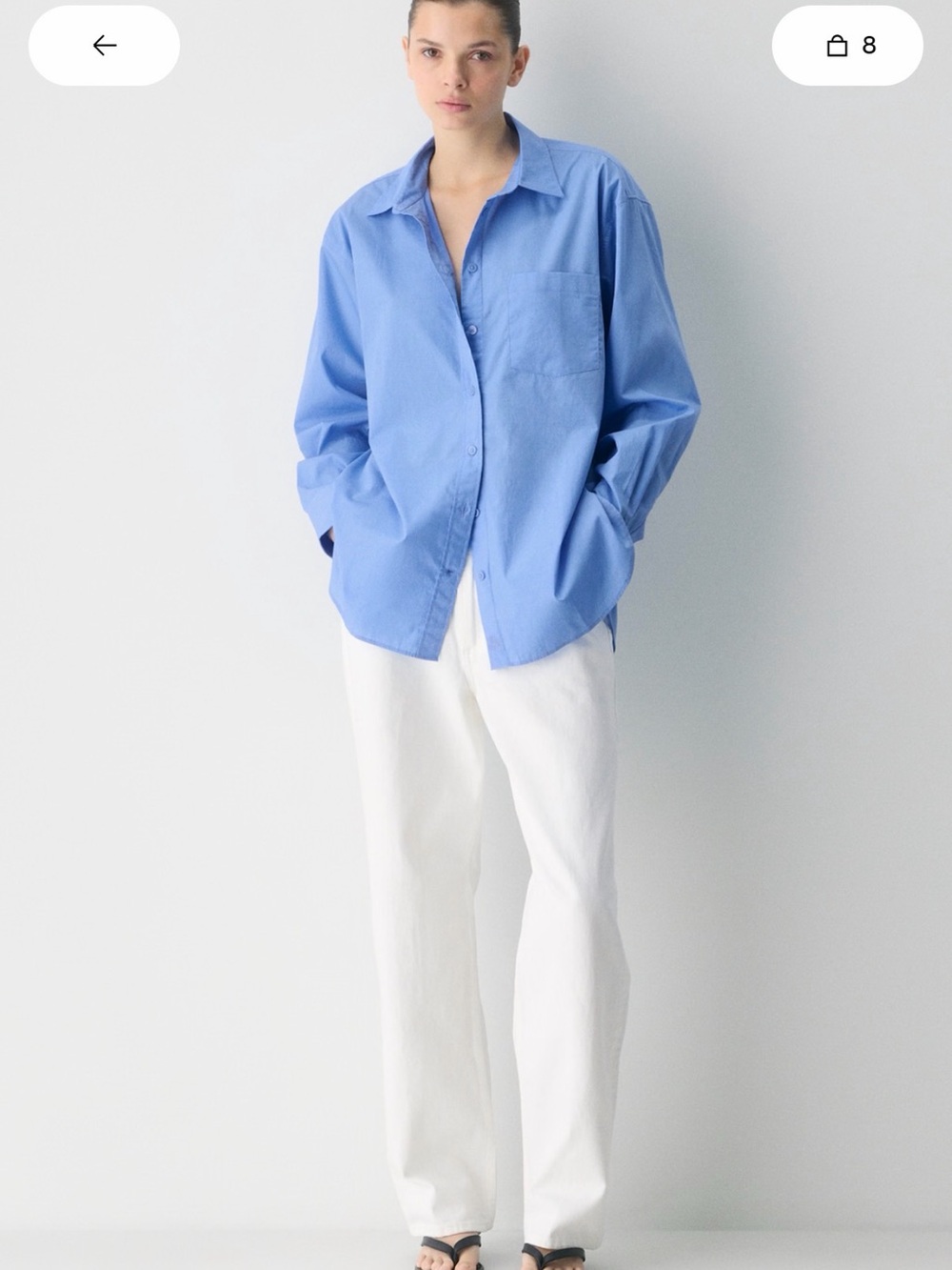 Aritzia Outro Oversized Poplin Shirt - Cornelia Blue